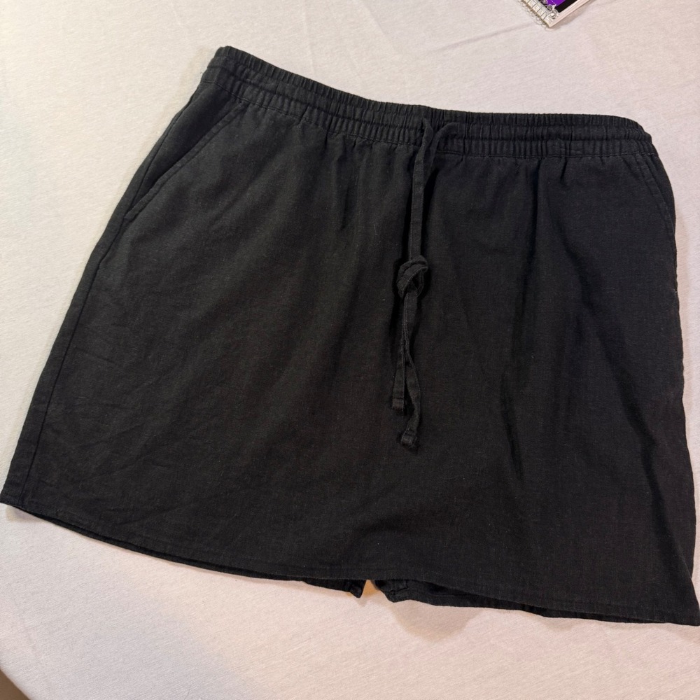 Forever 21‎ Linen Blend Mini Skirt Womens M Black Resortwear Y2K Coastal Grandma